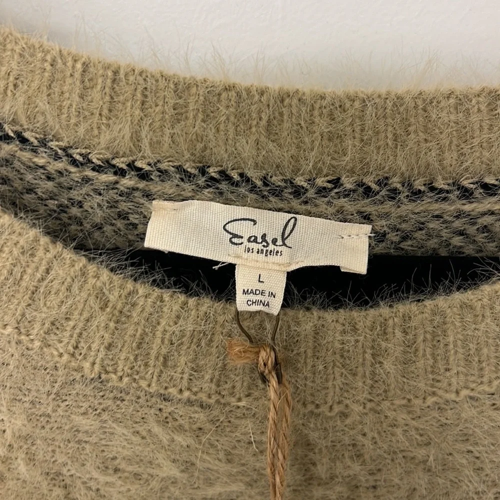 Easel Tan and Black Striped Sweater - Picture 3 of 5